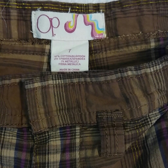 OP brown plaid shorts size 7 - Picture 2 of 3